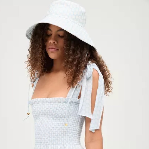 Hill House The Sun Hat NEW S/M Powder Blue Baroque Shell - Picture 2 of 2